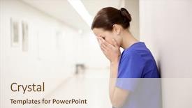  Presentation with crying - Audience pleasing slide deck consisting of sad or crying female nurse backdrop and a sky blue colored foreground