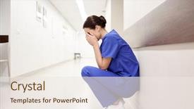  Presentation with crying - Beautiful slides featuring sad or crying female nurse backdrop and a sky blue colored foreground