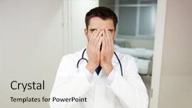  Presentation with people crying - Cool new presentation theme with sad or crying male doctor backdrop and a lemonade colored foreground