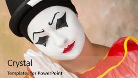  Presentation with acting - Slide deck featuring sad or serious clown acting in pierrot disguise background and a coral colored foreground