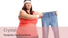  Presentation with woman sad - Slides with sad-overweight-woman-in-sportswear background and a coral colored foreground