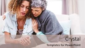  Presentation with mother and nurse during labor - Presentation consisting of sad parenting - mother comforting tensed daughter sitting background and a mint green colored foreground