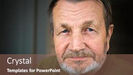  Presentation with sad - Presentation design featuring sad-pensive-elderly-man background and a coral colored foreground