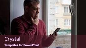  Presentation with bad news - Amazing presentation theme having sad-pensive-mature-man backdrop and a wine colored foreground