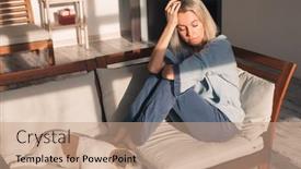  Presentation with sad woman - Presentation enhanced with sad-pensive-middle-age-woman background and a coral colored foreground