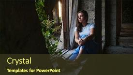  Presentation with sad girl dark - Slides with sad-pensive-teenage-girl-sitting background and a tawny brown colored foreground