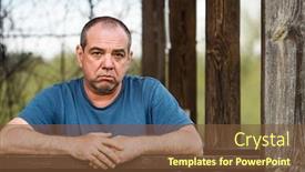  Presentation with sad - Colorful presentation theme enhanced with sad-pensive-wrinkled-man-outdoors backdrop and a tawny brown colored foreground