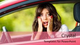  Presentation with woman sad - PPT layouts featuring sad people - young pretty scared woman background and a coral colored foreground