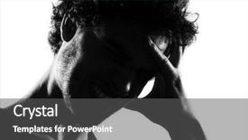  Presentation with sadness - Presentation theme with sad people ill - young man headache sadness portrait background and a dark gray colored foreground