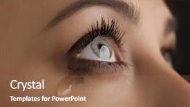  Presentation with person cry - Presentation design with sad person - beauty girl cry on black background and a coral colored foreground