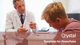  Presentation with teenage depression - Presentation design featuring sad person - doctor treating teenage boy suffering background and a red colored foreground