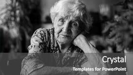  Presentation with black woman - Presentation design featuring sad person - elderly woman black and white background and a dark gray colored foreground