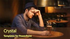  Presentation with drinking alcohol - Slide set featuring sad person - people loneliness alcohol and lifestyle background and a tawny brown colored foreground