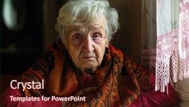  Presentation with elderly person - Slide deck enhanced with sad person - portrait of an fatigue elderly background and a wine colored foreground