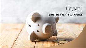  Presentation with assets - Slides having sad-piggy-bank-behind-stack background and a white colored foreground