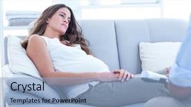  Presentation with woman sad - PPT layouts consisting of sad pregnant woman relaxing background and a light blue colored foreground