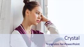  Presentation with teenage love - Beautiful presentation design featuring sad pretty teenage girl sitting backdrop and a sky blue colored foreground
