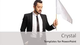  Presentation with music man in suit - PPT layouts with sad-professional-man background and a light gray colored foreground