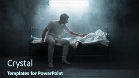  Presentation with woman sad - Slide deck enhanced with sad-psycho-man-looking background and a wine colored foreground