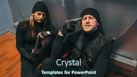  Presentation with sad - Slide set with sad robbers in black uniform can't open vault lock background and a wine colored foreground