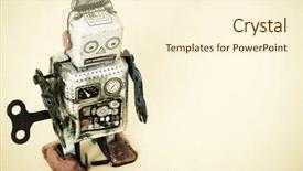 Presentation with robot toy - Theme having sad robot toy background and a cream colored foreground