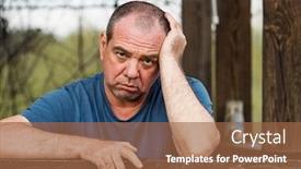 Presentation with rustic - PPT theme consisting of sad-rustic-man-near background and a tawny brown colored foreground
