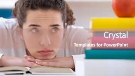  Presentation with learning difficulties - Theme having sad schoolgirl with learning difficulties background and a coral colored foreground