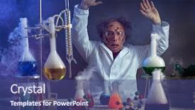 Presentation with explosion - Colorful presentation theme enhanced with sad scientist with a failed backdrop and a ocean colored foreground