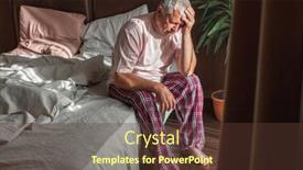  Presentation with old age - PPT layouts with sad-senior-man-in-pajamas background and a tawny brown colored foreground