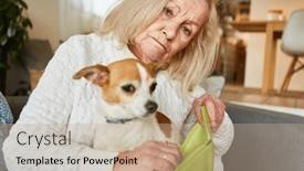  Presentation with poverty - Presentation enhanced with sad-senior-woman background and a coral colored foreground