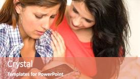  Presentation with sad girl - Beautiful presentation theme featuring sad sister because of broken backdrop and a coral colored foreground