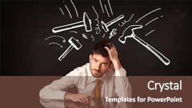  Presentation with depressed - Amazing presentation theme having sad situation - young depressed businessman sitting backdrop and a tawny brown colored foreground