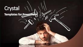  Presentation with child depressed - Slide set having sad situation - young depressed businessman sitting background and a wine colored foreground