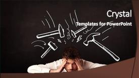  Presentation with beating taxes - Colorful presentation design enhanced with sad situation - young depressed businessman sitting backdrop and a dark gray colored foreground