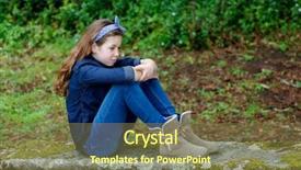  Presentation with sad girl - Cool new PPT theme with sad small girl with ten backdrop and a tawny brown colored foreground
