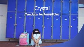  Presentation with pavement - Cool new PPT theme with sad student - schoolgirl sitting on pavement backdrop and a  colored foreground