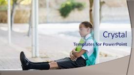  Presentation with alone - Beautiful theme featuring sad student - thoughtful schoolgirl sitting alone backdrop and a  colored foreground