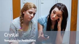  Presentation with sad lonely student sitting - Presentation theme with sad student showing a text background and a  colored foreground