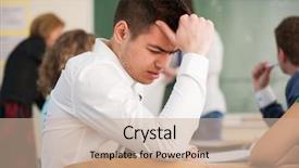  Presentation with sad lonely student sitting - Colorful PPT theme enhanced with sad student sitting backdrop and a coral colored foreground