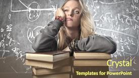  Presentation with maths - Slides having tedium - thinking girl background blackboard background and a tawny brown colored foreground