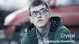  Presentation with ecology traffic - Audience pleasing theme consisting of teen sad - young man against a city backdrop and a ocean colored foreground