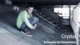  Presentation with depression - Cool new presentation design with young man in depression sitting backdrop and a ocean colored foreground