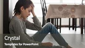  Presentation with abuse child - Beautiful PPT theme featuring sad teen abuse child backdrop and a dark gray colored foreground
