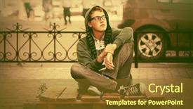  Presentation with sad teen - Beautiful PPT theme featuring sad teen boy in depression backdrop and a tawny brown colored foreground