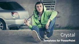  Presentation with sad teen - Presentation theme consisting of sad-teen-boy-in-depression background and a ocean colored foreground