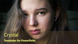  Presentation with sad girl dark - PPT layouts featuring sad teen brunette girl on a dark background close up portrait background and a tawny brown colored foreground