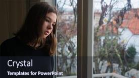  Presentation with sad teen - PPT theme featuring sad-teen-girl-looking-out background and a wine colored foreground