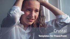  Presentation with sad teen - Amazing presentation design having sad-teen-near-window-unhappy backdrop and a gray colored foreground