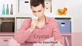  Presentation with teenage - PPT theme consisting of sad-teenage-boy-cries background and a coral colored foreground