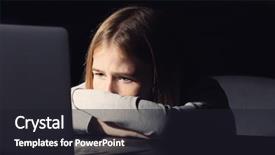  Presentation with sad girl dark - Theme having child harrasment - sad teenage girl sitting near background and a wine colored foreground